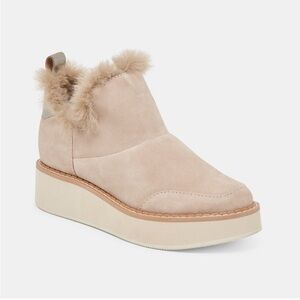 DOLCE VITA Ardy Plush H2O Booties - Taupe Suede | 9.5 | Faux Fur Lined